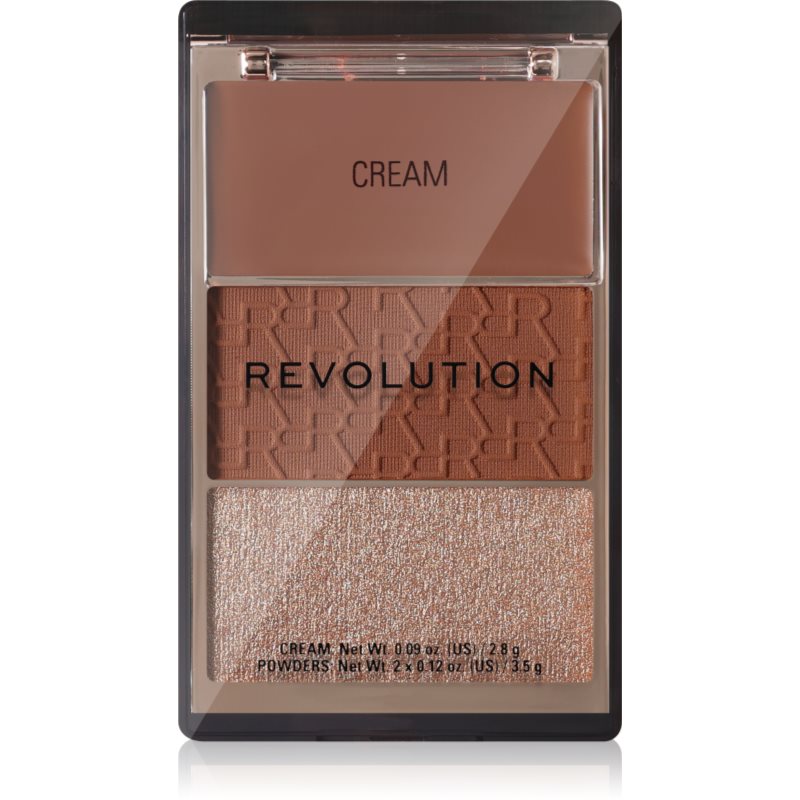 Revolution The Bronzer Icon Päikesepuudripalett highlighteriga (valgustpeegeldav toode, mis rõhutab nokontuure) varjund Golden Medium 1 tk