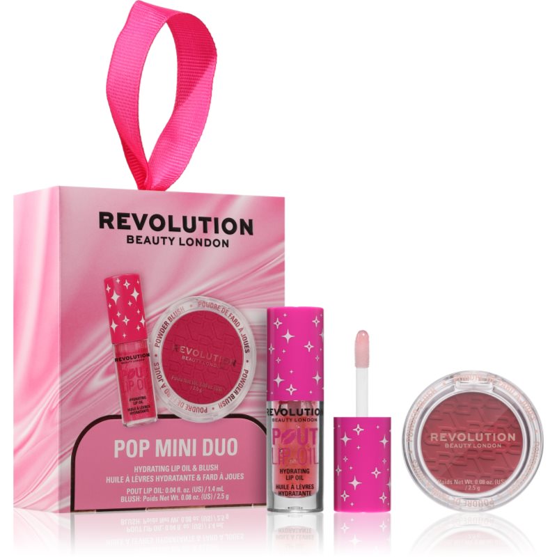 Revolution Pop Mini Duo Hydrating Lip Oil & Blush Dāvanu komplekts sievietēm 1 gab.