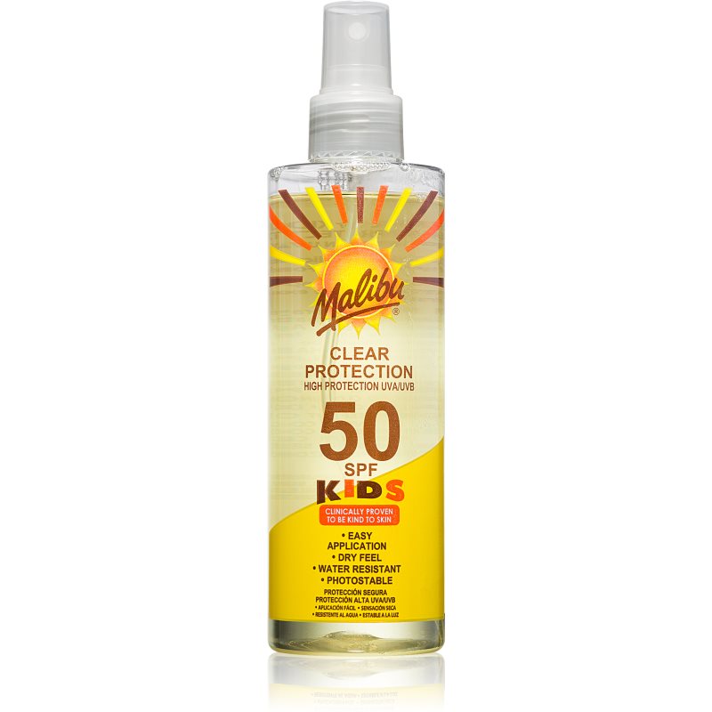 E-shop Malibu Clear Protection ochranný sprej SPF 50 pro děti 250 ml