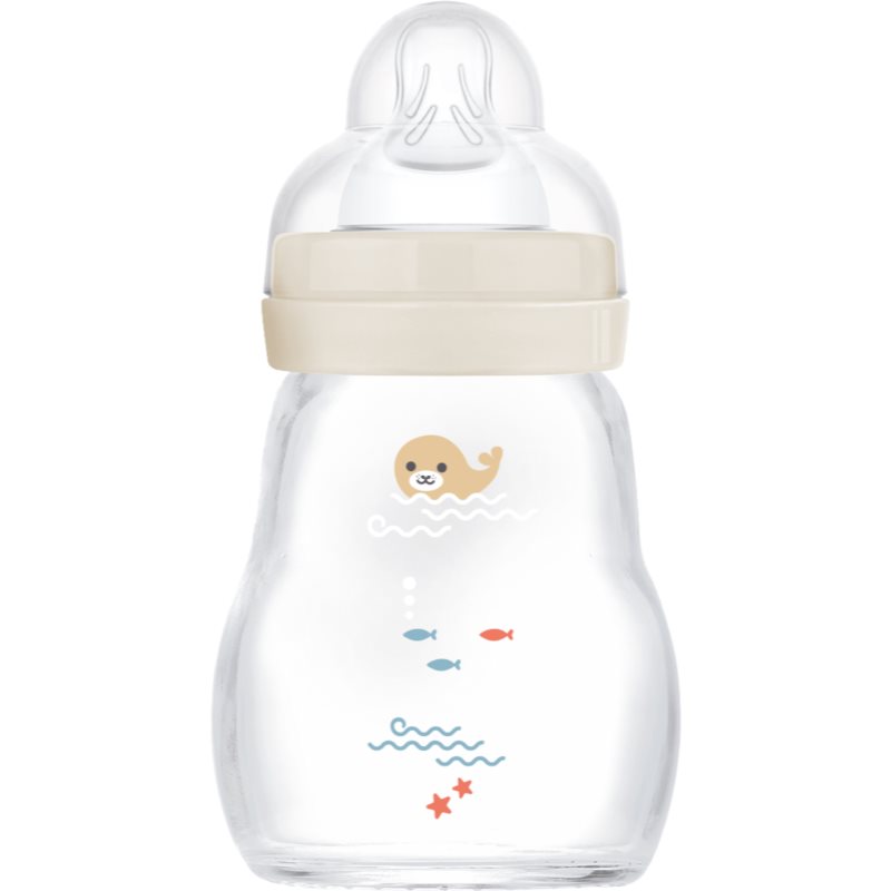 MAM Feel Good Glass Baby Bottle Glasfläschchen mit Anti-Kolik-System 0m+ Beige 170 ml