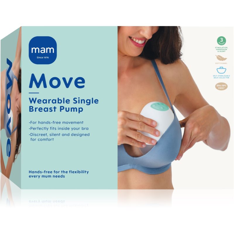 MAM Move elektrická hands-free odsávačka mateřského mléka do podprsenky 1 ks