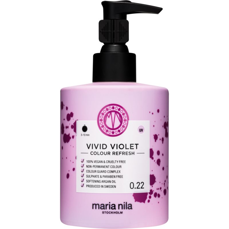 Maria Nila Colour Refresh Vivid Violet gyengéd tápláló maszk tartós színes pigmentekkel 4 – 10 alkalommal mosásálló 0.22 300 ml