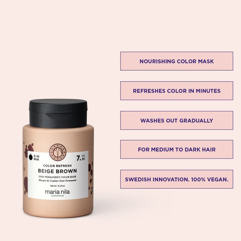 Maria Nila Colour Refresh jemná vyživující maska bez permanentních barevných pigmentů odstín Beige Brown 7.23 300 ml (obrázek 6)