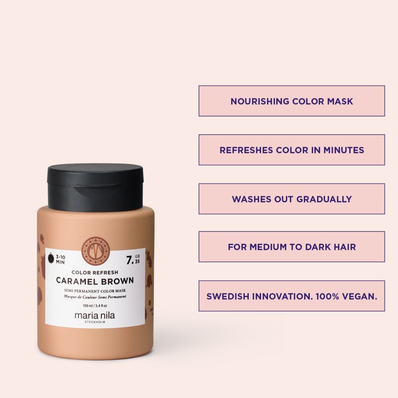 Maria Nila Colour Refresh jemná vyživující maska bez permanentních barevných pigmentů odstín Caramel Brown 7.35 100 ml (obrázek 6)