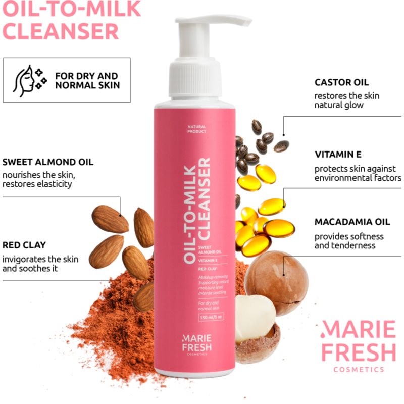 Marie Fresh Cosmetics Oil-To-Milk Cleanser sminklemosó olaj 150 ml termék 2. képe