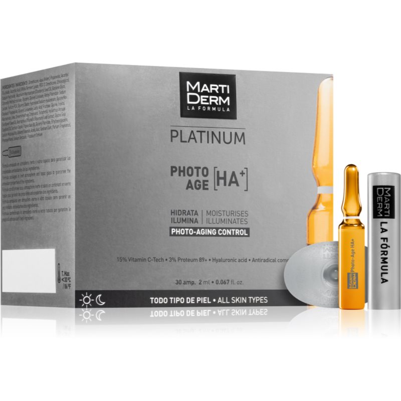 MartiDerm Platinum Photo Age HA+ сироватка проти старіння шкіри обличчя в ампулах з вітаміном С 30x2 мл