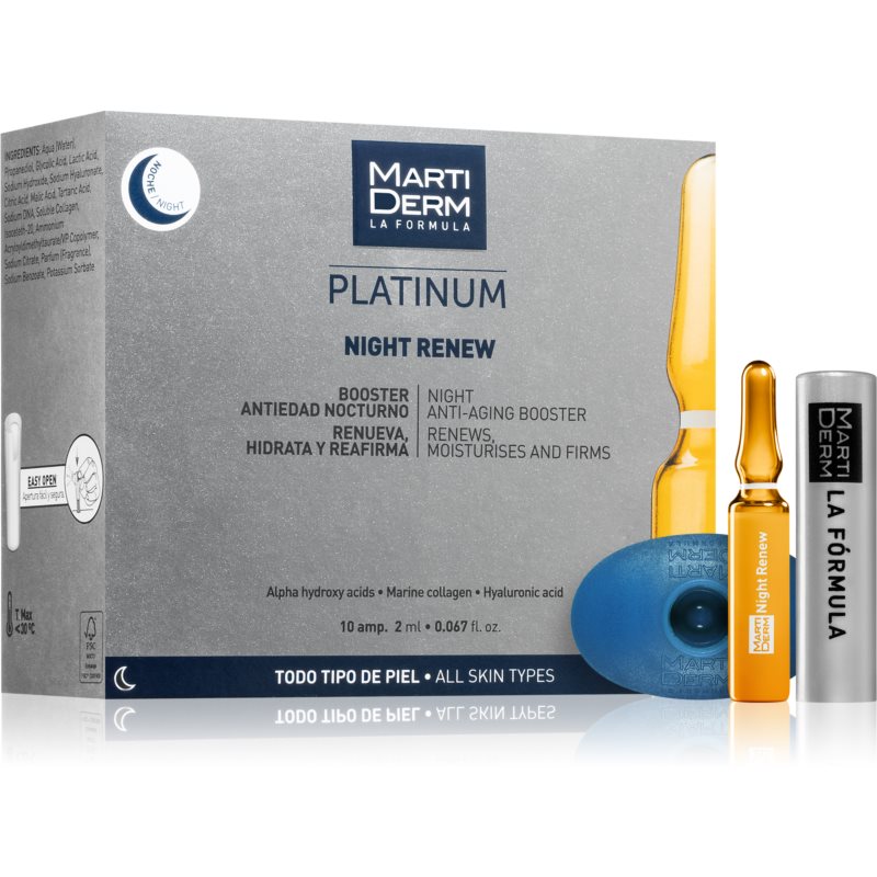 MartiDerm Platinum Night Renew exfoliačné peelingové sérum v ampulkách 10x2 ml