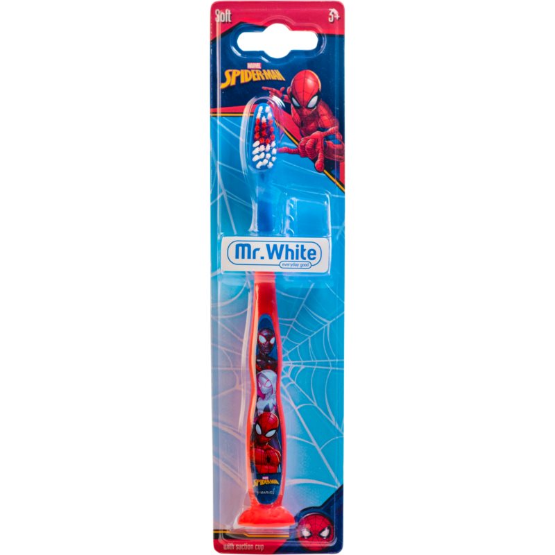 Marvel Spiderman Manual Toothbrush vaikiškas dantų šepetėlis su kelioniniu dangteliu minkštas 3y+ 1 vnt.