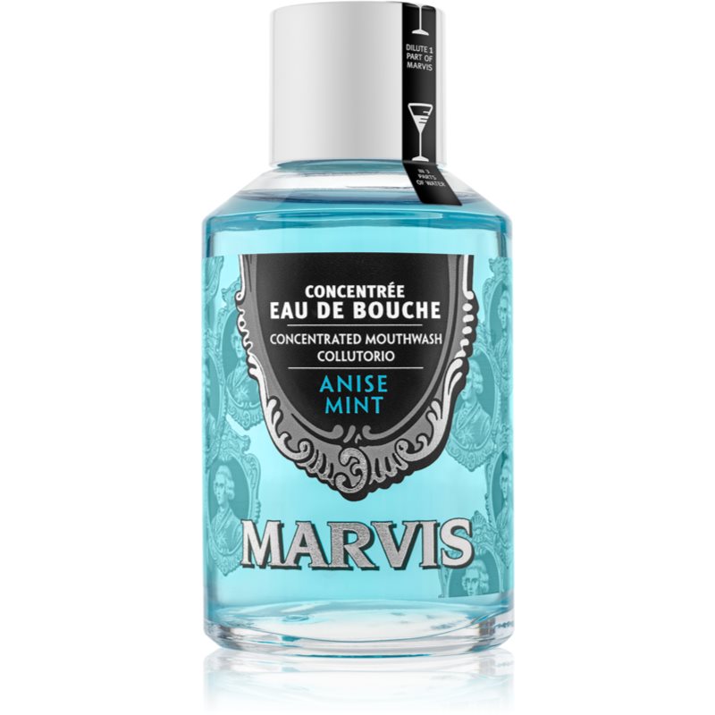 Marvis Concentrated Mouthwash koncentruotas burnos skalavimo skystis gaiviam burnos kvapui užtikrinti Anise Mint 120 ml