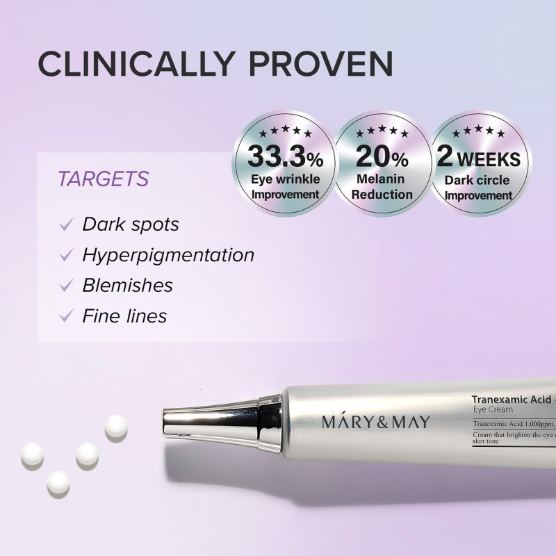 Mary&May Tranexamic Acid + Glutathione Eye Cream protivráskový oční krém redukující otoky a tmavé kruhy 30 g (obrázek 5)