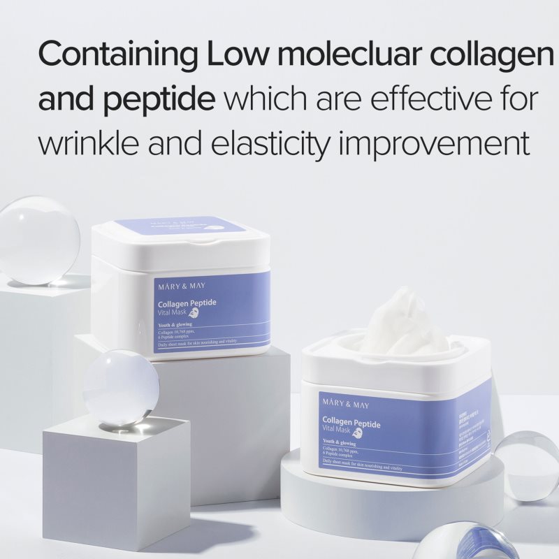 Mary&May Collagen Peptide Vital Mask sada plátýnkových masek s protivráskovým účinkem 30 ks (obrázek 3)