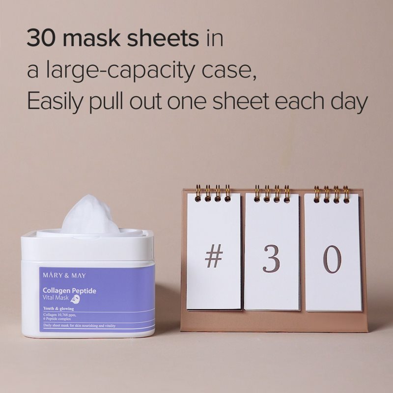 Mary&May Collagen Peptide Vital Mask sada plátýnkových masek s protivráskovým účinkem 30 ks (obrázek 5)