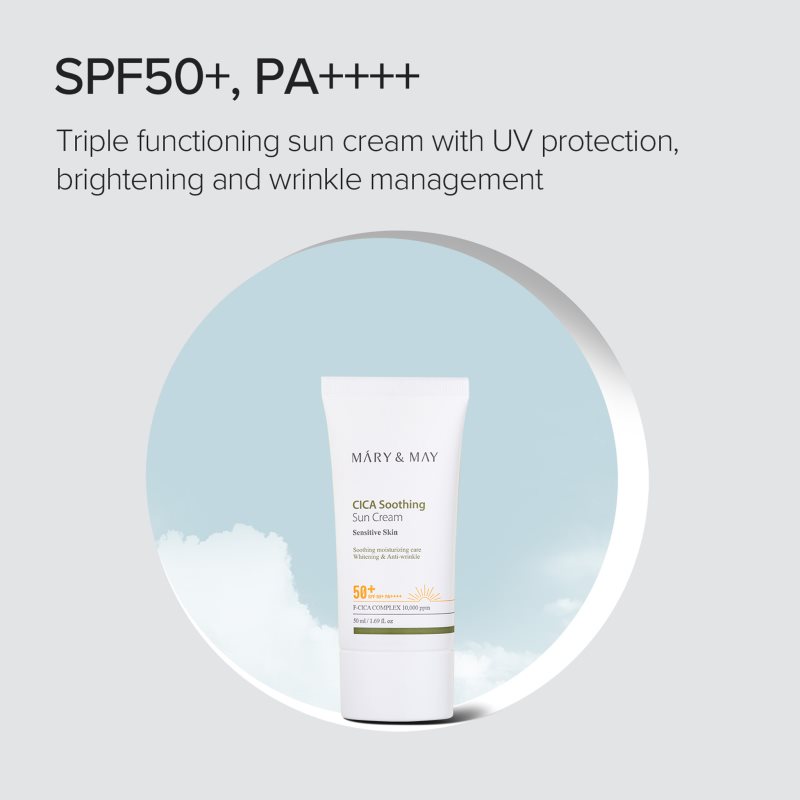 Mary&May Cica Soothing zklidňující a ochranný krém SPF 50+ 50 ml (obrázek 3)