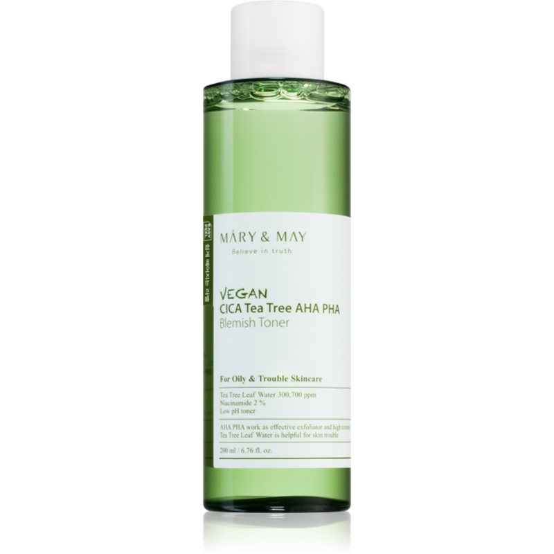 MARY & MAY Cica Tea Tree AHA PHA Soothing Toner For Problem Skin, Acne 200 Ml