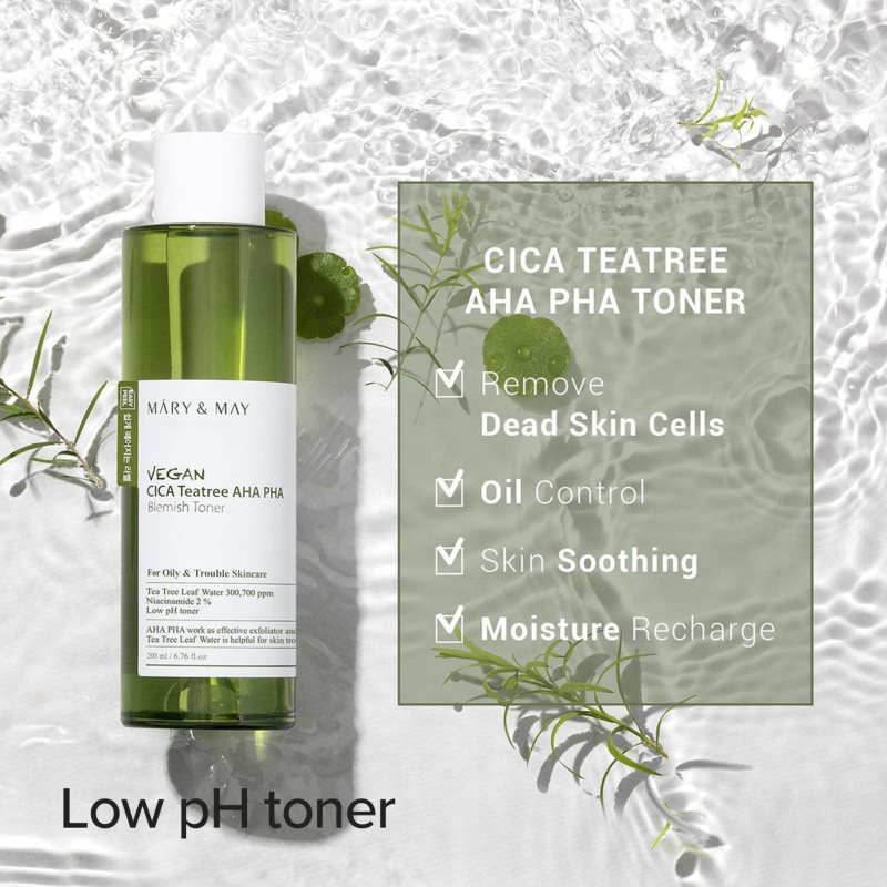 Mary&May Cica Tea Tree AHA PHA zklidňující tonikum pro problematickou pleť, akné 200 ml (obrázek 4)