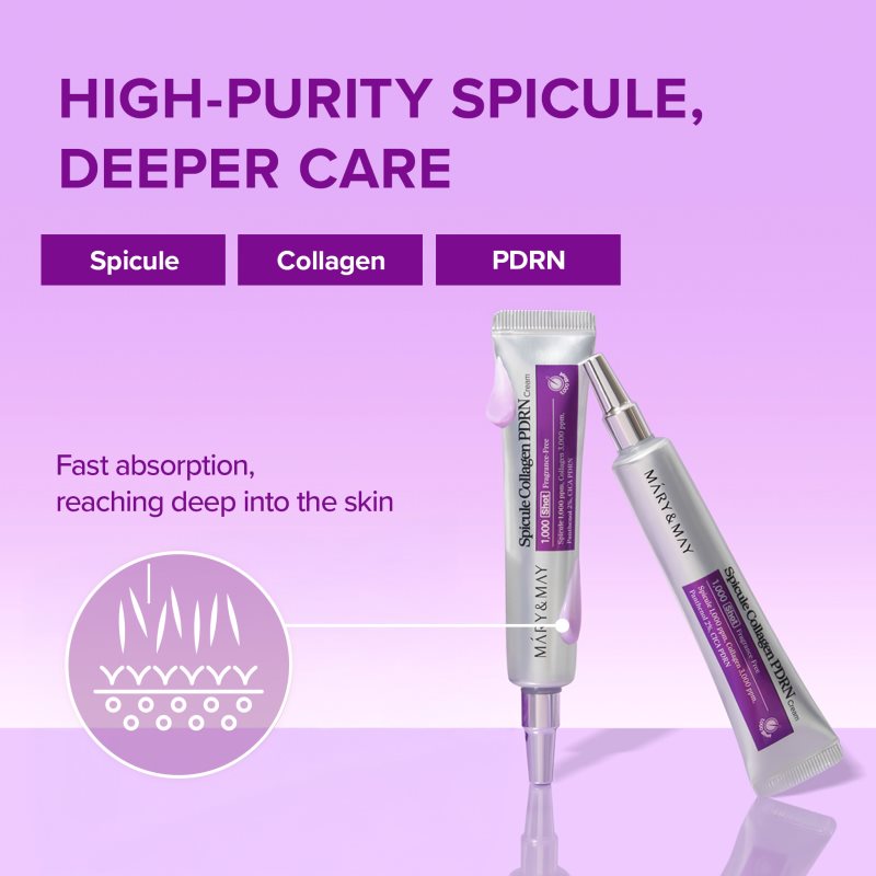 Mary&May Spicule Collagen PDRN Cream zjemňujúci a vyživujúci krém pre obnovu kožnej bariéry 15 g