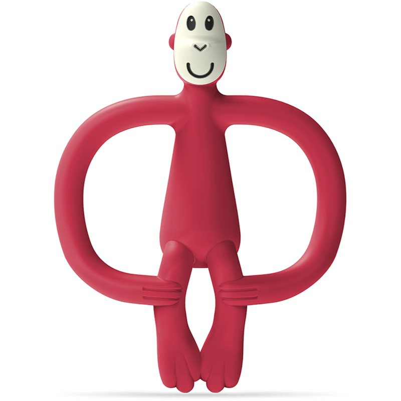 Matchstick Monkey Monkey Teether Chew Toy With 2-in-1 Brush Red 1 Pc