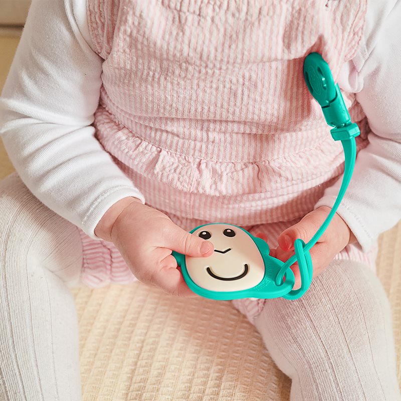 Matchstick Monkey Flat Face Teether & Soother Clip Geschenkset für Kinder Green