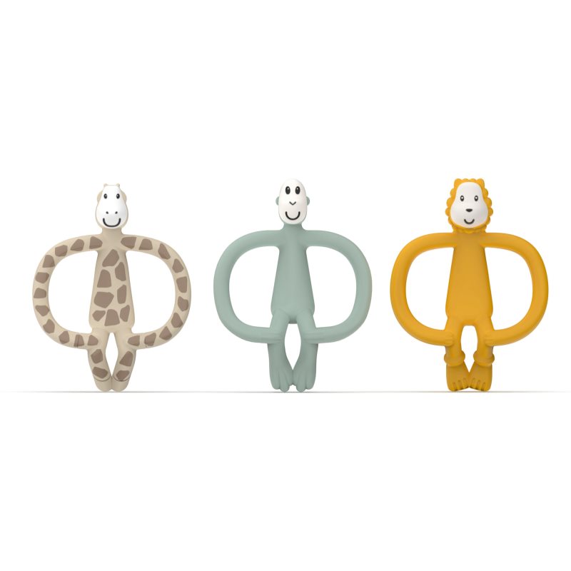 Matchstick Monkey Animal Teether Gift Set Presentförpackning Giraffe Gigi, Lion Luda, Mint(för barn) 3 st. unisex