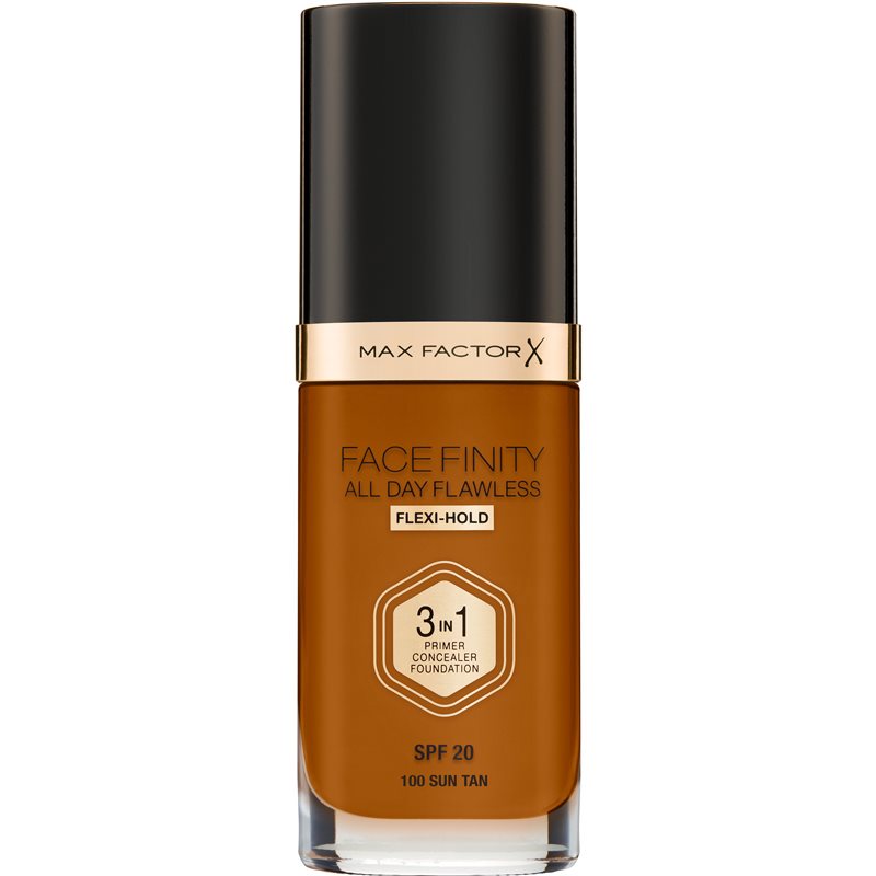 Max Factor Facefinity All Day Flawless long-lasting foundation SPF 20 shade 100 Sun Tan/ W100 Cocoa 