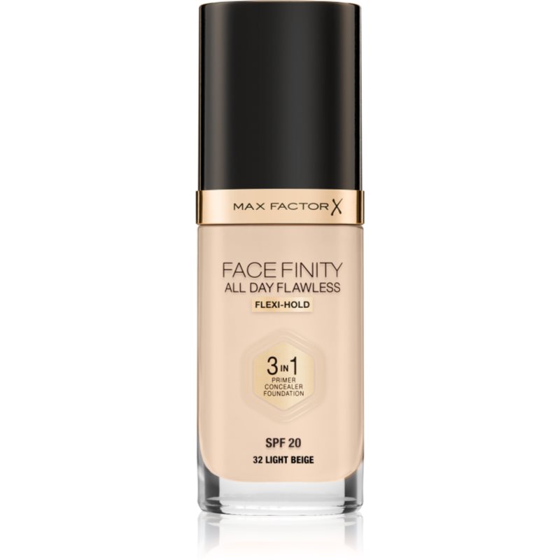 Max Factor Facefinity All Day Flawless long-lasting foundation SPF 20 shade 32 Light Beige 30 ml
