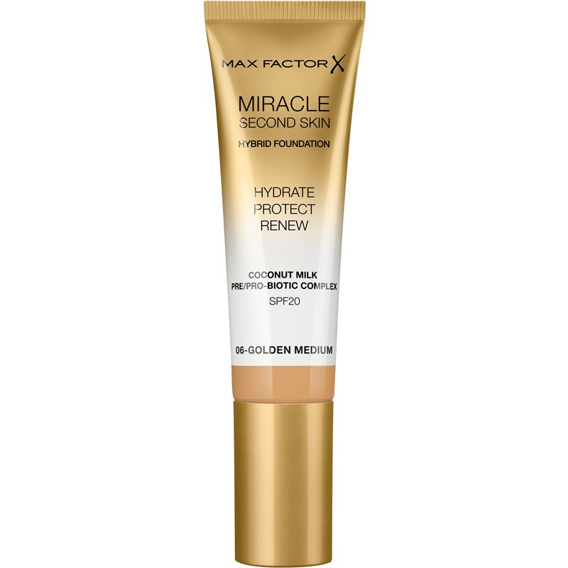Max Factor Miracle Second Skin hydrating cream foundation SPF 20 shade 06 Golden Medium 30 ml
