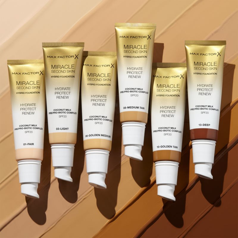 Max Factor Miracle Second Skin Hydrating Cream Foundation SPF 20 Shade 06 Golden Medium 30 Ml