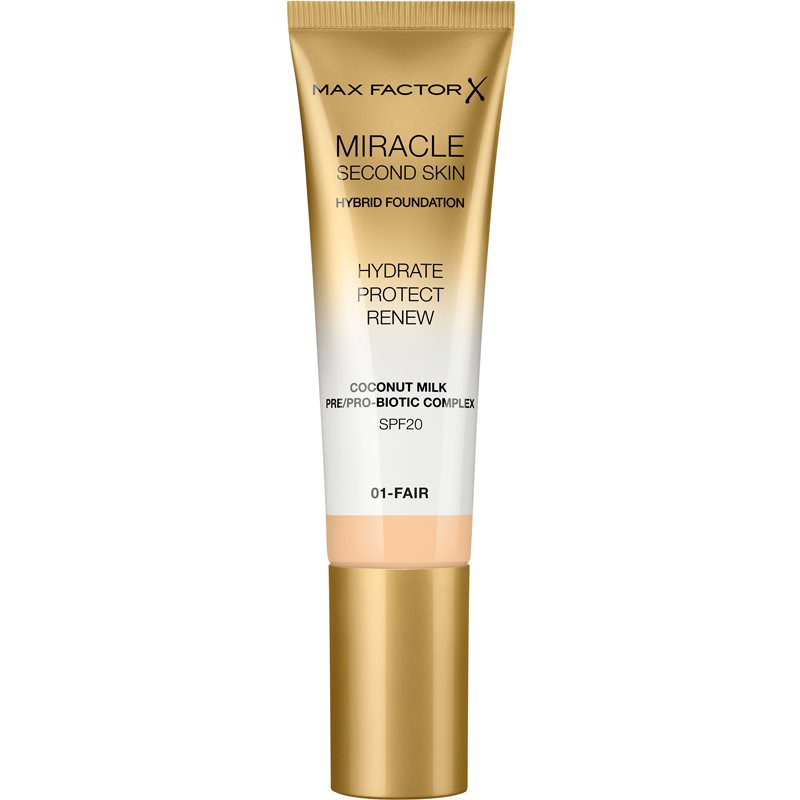 Max Factor Miracle Second Skin fond de ten crema hidratant SPF 20 culoare 01 Fair 30 ml