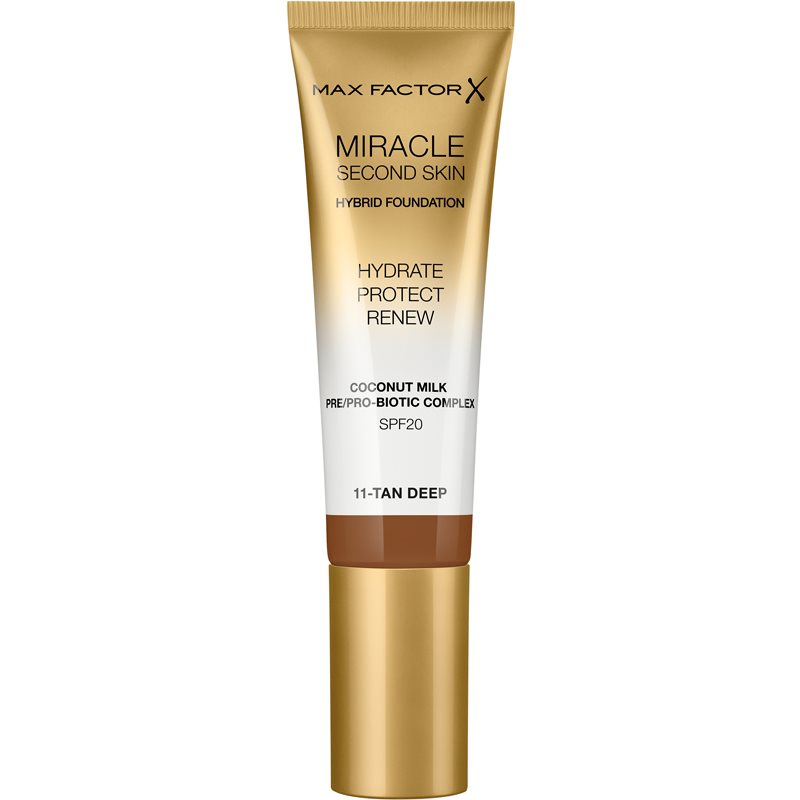 Max Factor Miracle Second Skin hydrating cream foundation SPF 20 shade 11 Tan Deep 30 ml
