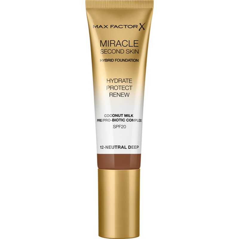 Max Factor Miracle Second Skin hydrating cream foundation SPF 20 shade 12 Neutral Deep 30 ml
