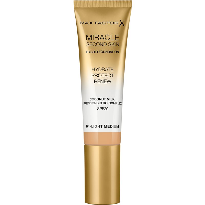 Max Factor Miracle Second Skin hydrating cream foundation SPF 20 shade 04 Light Medium 30 ml
