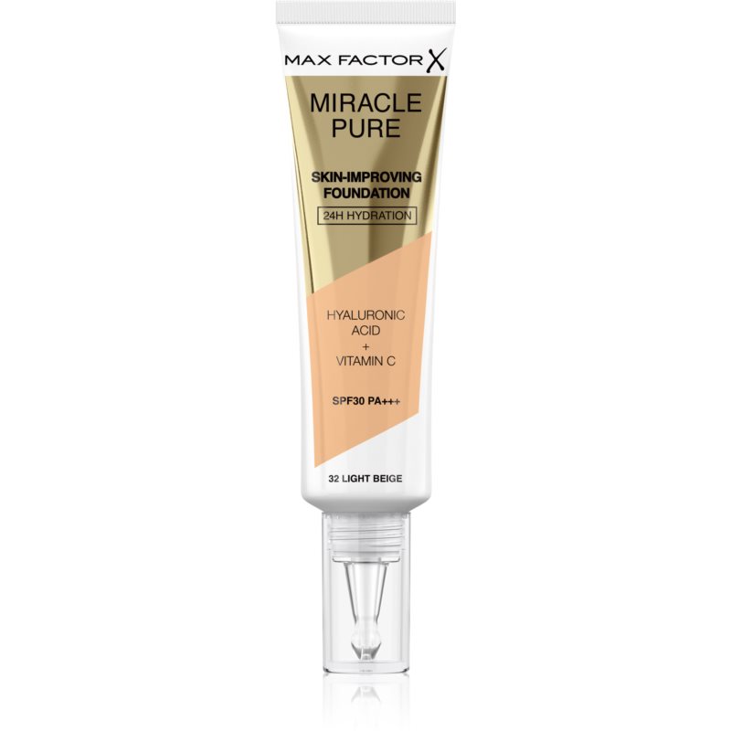 Max Factor Miracle Pure Skin dlhotrvajúci make-up SPF 30 odtieň 32 Light Beige 30 ml
