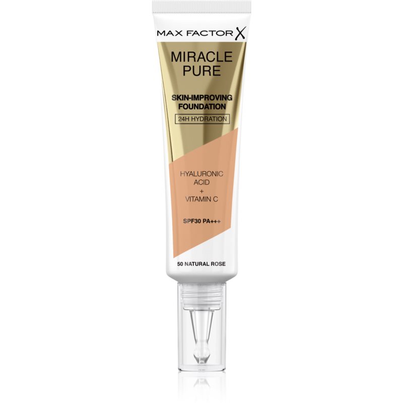 Max Factor Miracle Pure Skin dlhotrvajúci make-up SPF 30 odtieň 50 Natural Rose 30 ml