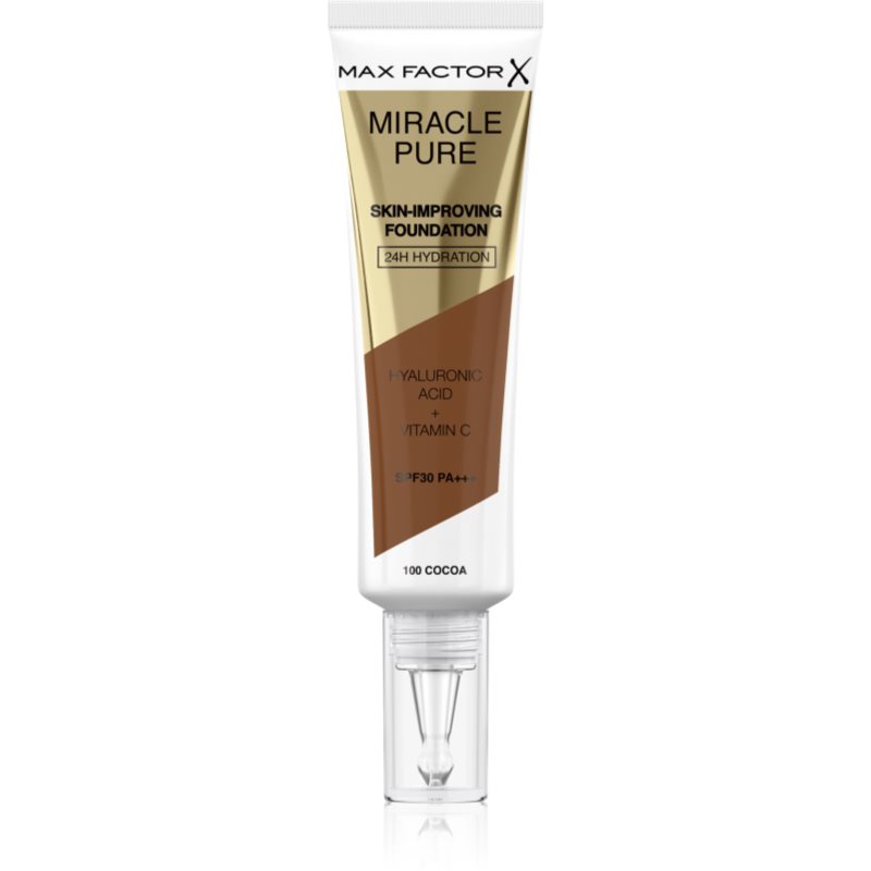 Max Factor Miracle Pure Skin стійкий тональний крем SPF 30 відтінок 100 Cocoa 30 мл