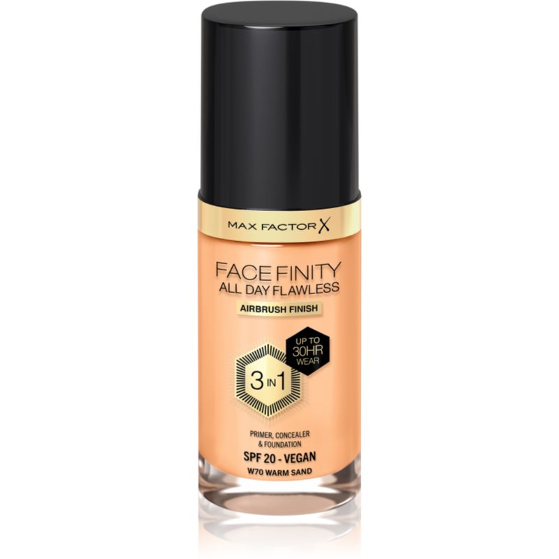 Max Factor Max Factor Facefinity All Day Flawless μακράς διαρκείας μεικ απ SPF 20 απόχρωση 70 Warm Sand 30 ml