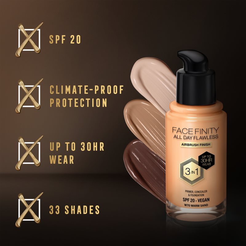 Max Factor Facefinity All Day Flawless dlouhotrvající make-up SPF 20 odstín 70 Warm Sand 30 ml (obrázek 6)