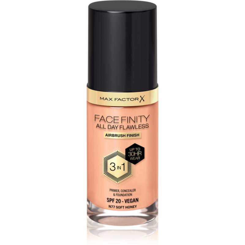 Max Factor Facefinity All Day Flawless langanhaltende Make-up Foundation SPF 20 Farbton 77 Soft Honey 30 ml