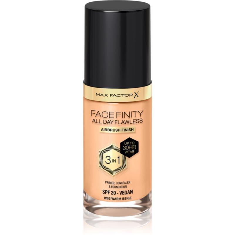 Max Factor Facefinity All Day Flawless dolgoobstojen tekoči puder SPF 20 odtenek 62 Warm Beige 30 ml