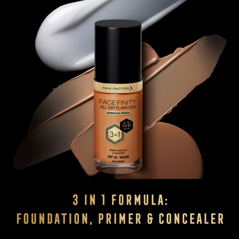 Max Factor Facefinity All Day Flawless fondotinta lunga tenuta SPF 20 colore 90 Amber 30 ml