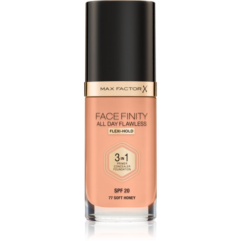 Max Factor Facefinity All Day Flawless long-lasting foundation SPF 20 shade 77 Soft Honey 30 ml
