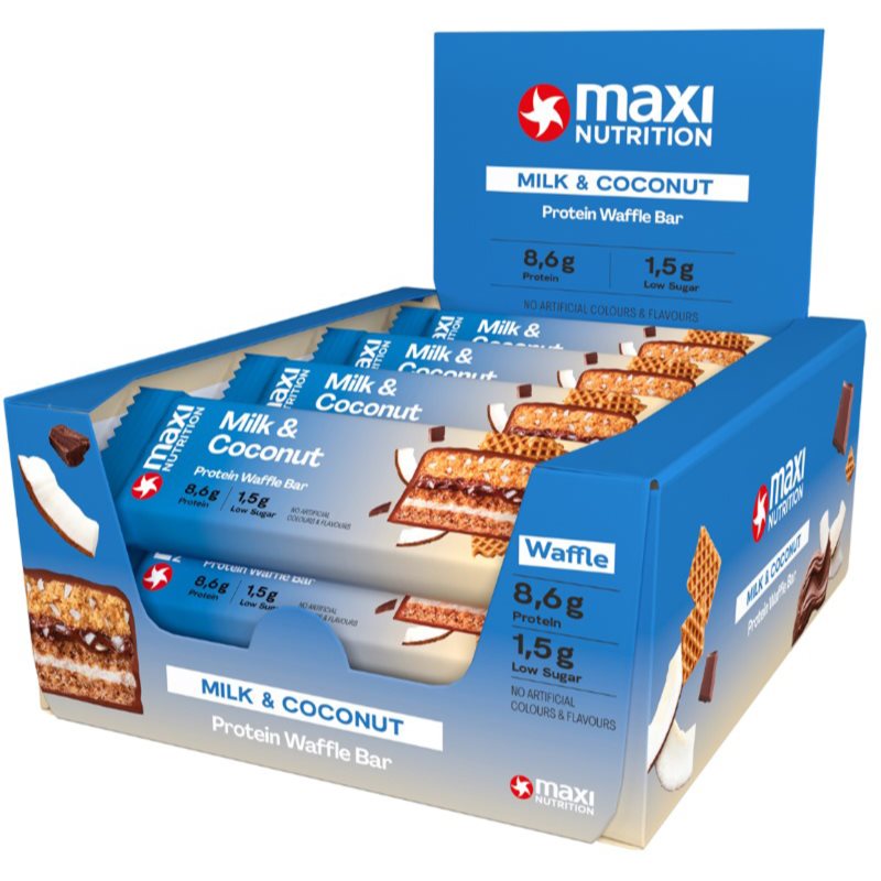 MaxiNutrition Waffle Protein Bar barretta proteica aroma Milk and Coconut 12x40 g