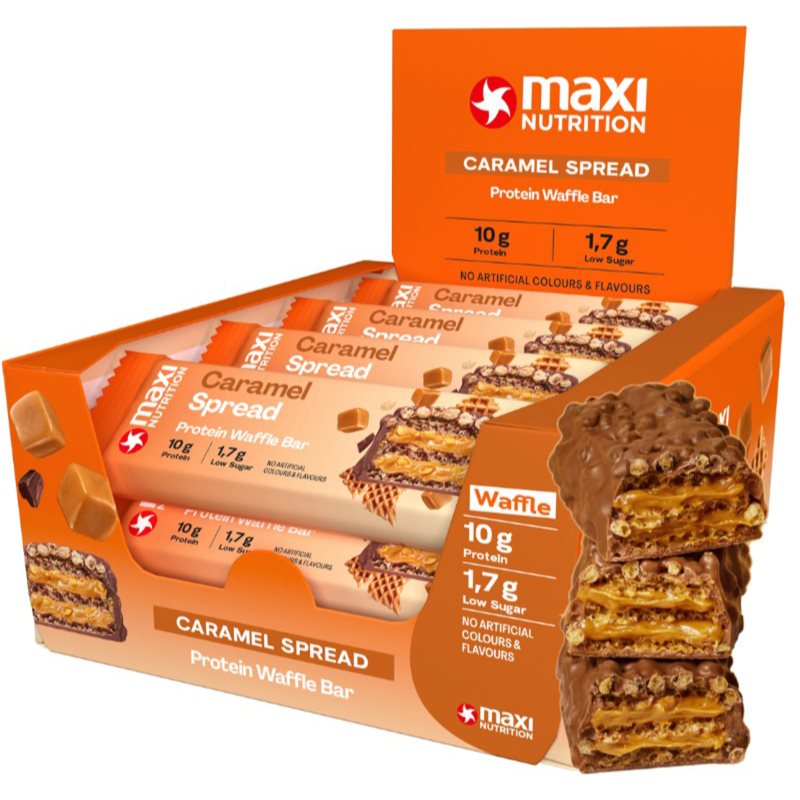 MaxiNutrition Waffle Protein Bar barretta proteica aroma Caramel 12x40 g