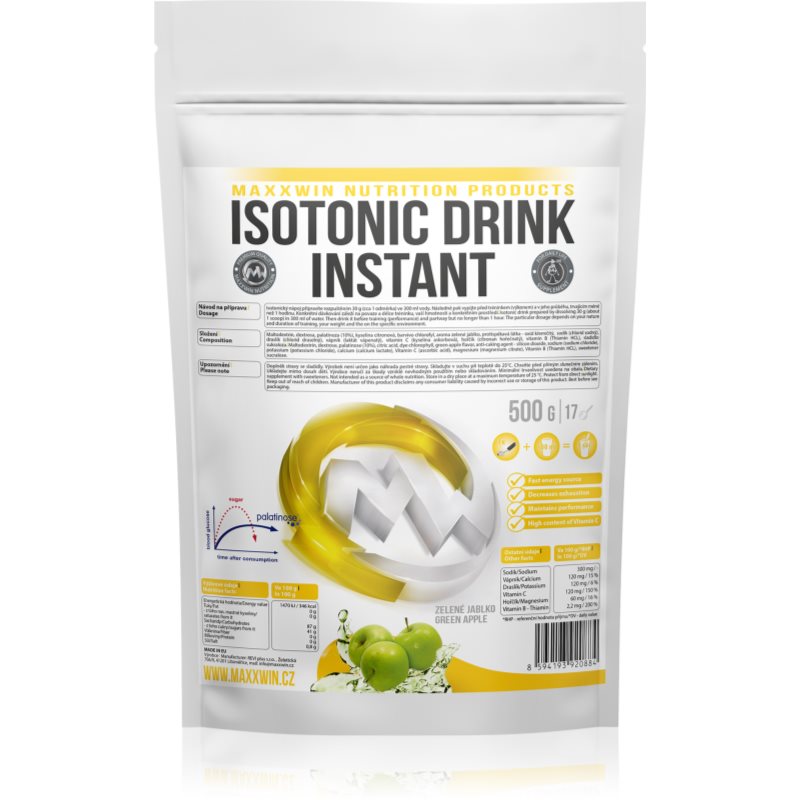 Maxxwin Isotonic Drink Instant sportovní nápoj s elektrolyty příchuť Green Apple 500 g