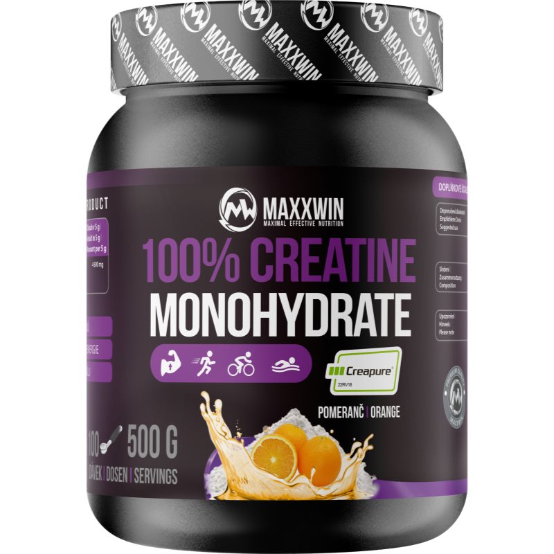 Maxxwin 100% Creatine Monohydrate Creapure podpora rastu svalov príchuť Orange 500 g