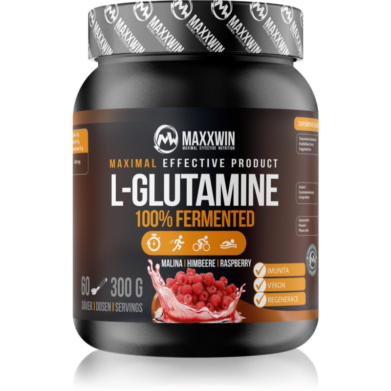 Maxxwin L-Glutamine 100% Fermented regenerácia a rast svalov príchuť Raspberry 300 g