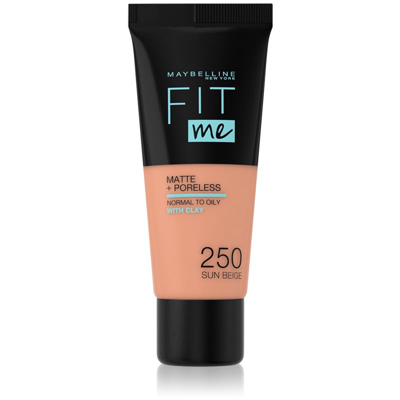 Maybelline Fit Me! Matte+Poreless Mattifying Foundation For Normal To Oily Skin Shade 250 Sun Beige 30 Ml