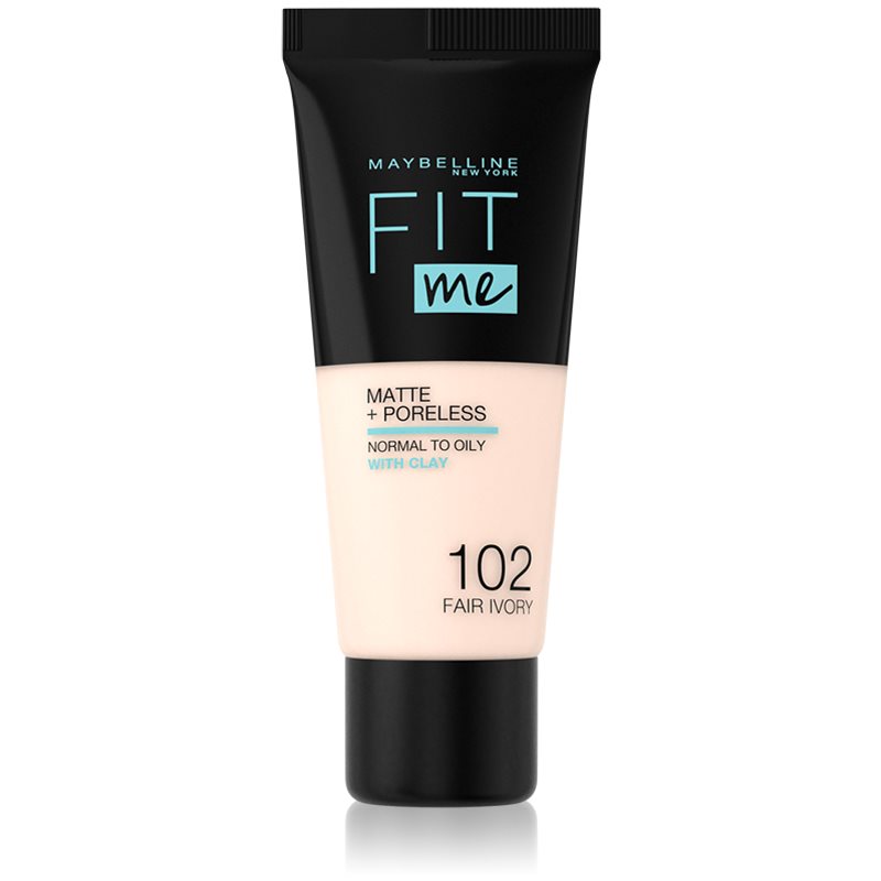 Maybelline Fit Me! Matte+Poreless Mattifying Foundation For Normal To Oily Skin Shade 102 Fair Ivory 30 Ml