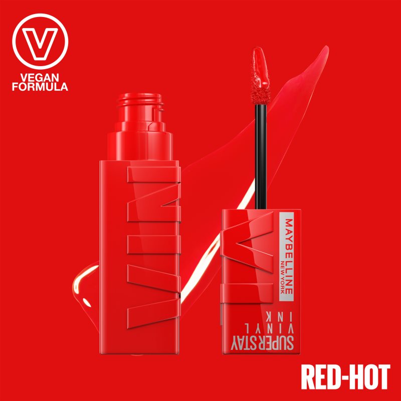 MAYBELLINE NEW YORK SuperStay Vinyl Ink Rouge à Lèvres Liquide Longue Tenue 25 RED HOT 4.2 Ml