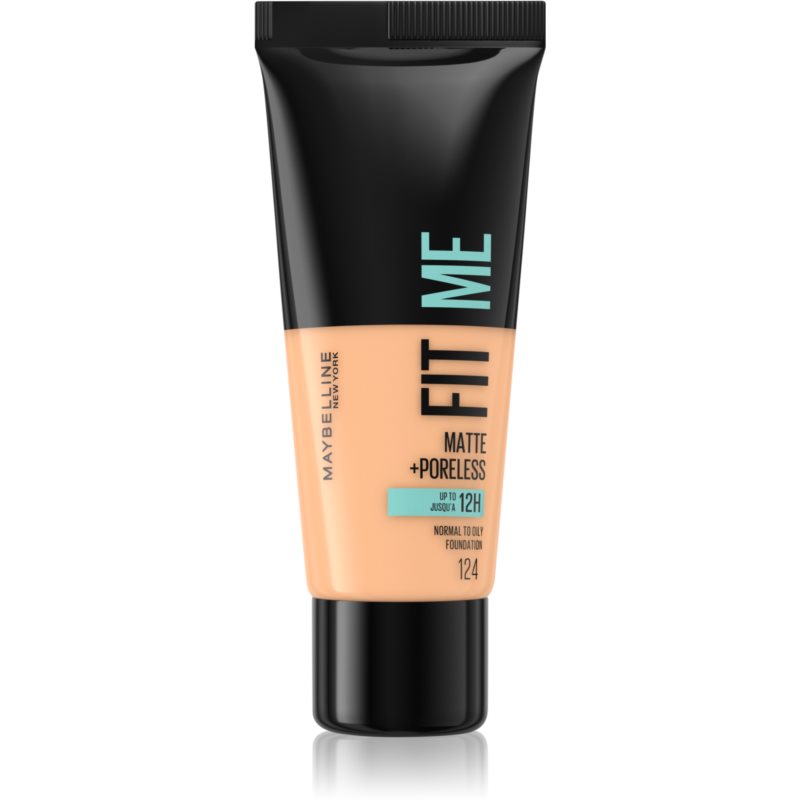 Maybelline Fit Me! Matte+Poreless Mattifying Foundation For Normal To Oily Skin Shade 124 Soft Sand 30 Ml