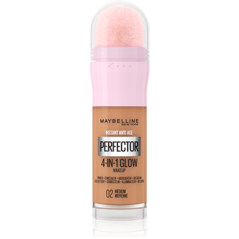 Maybelline Instant Age Rewind Perfector 4-in-1 Glow Brightening Foundation For A Natural Look Shade 02 Medium 20 Ml